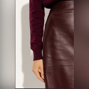 Bottega Veneta Burgundy Leather Skirt, Size 8-10